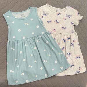 Carter's Blue Tank Dress and Gray SS Butterfly Dress
